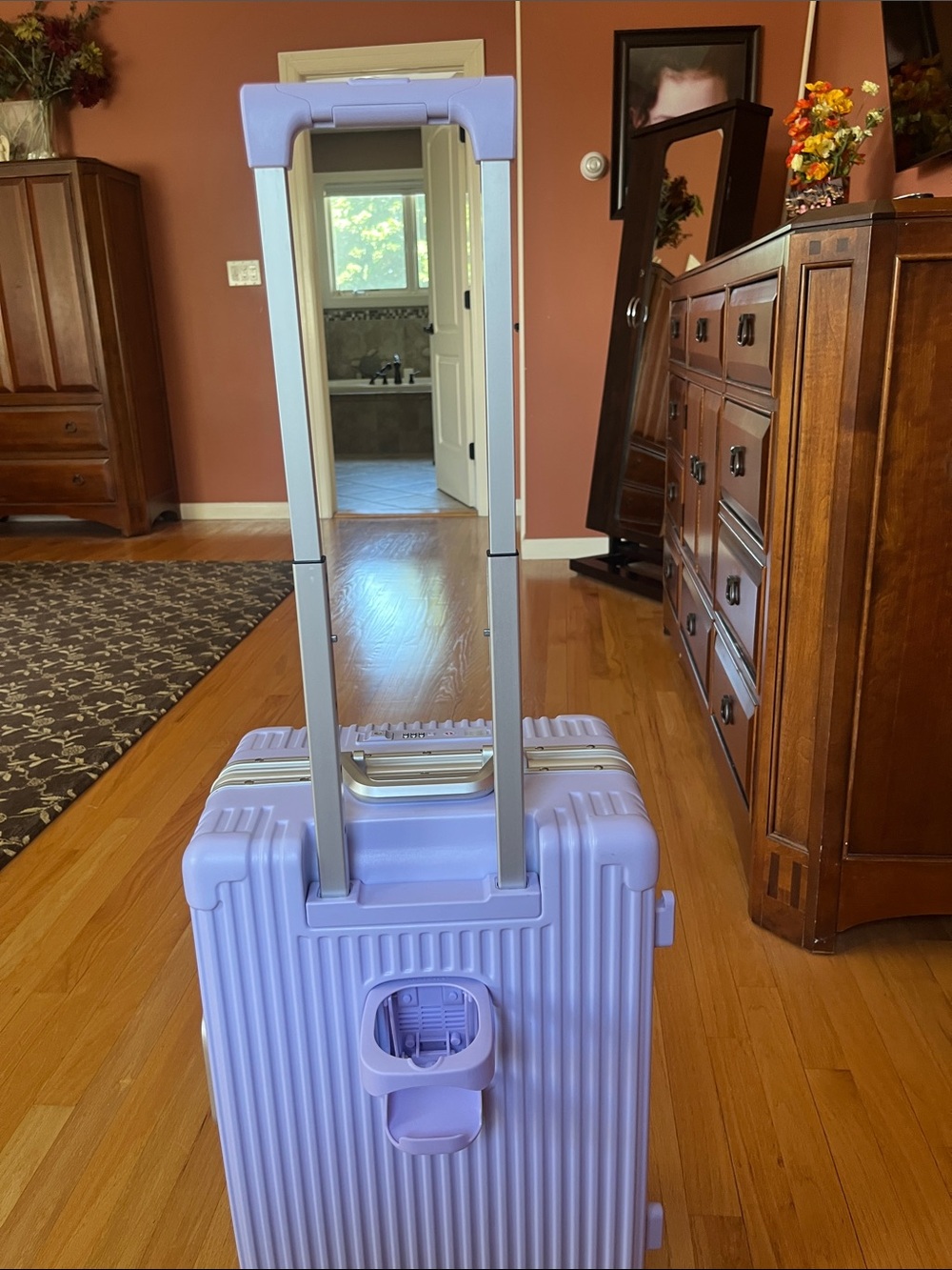 Light Purple Hard-Shell Spinner Carry-On - Nobl - cup holder. Laptop case.knobs - Picture 4 of 8